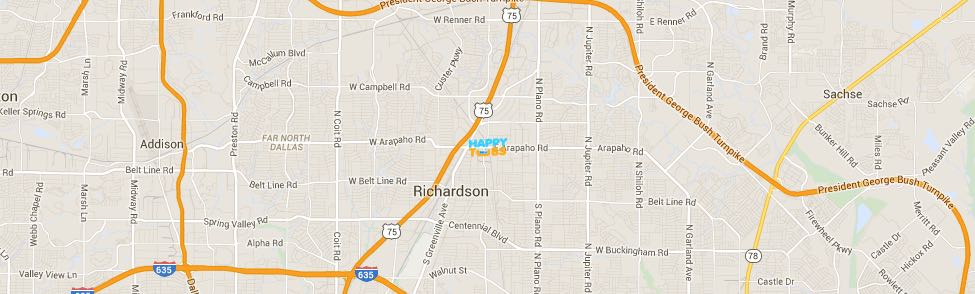 Happy Tubs Location Map - 500 East Arapaho Road #305 Richardson, TX 75081